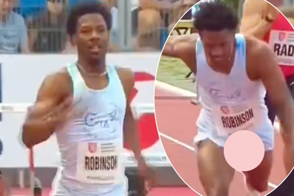 American Track Star Suffers INSANE Wardrobe Malfunction As Penis Flops Out Mid-Race!