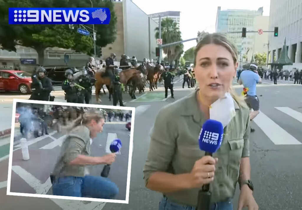 Reporter Shot By Rubber Bullet On Live TV While Covering ICE Protests In LA