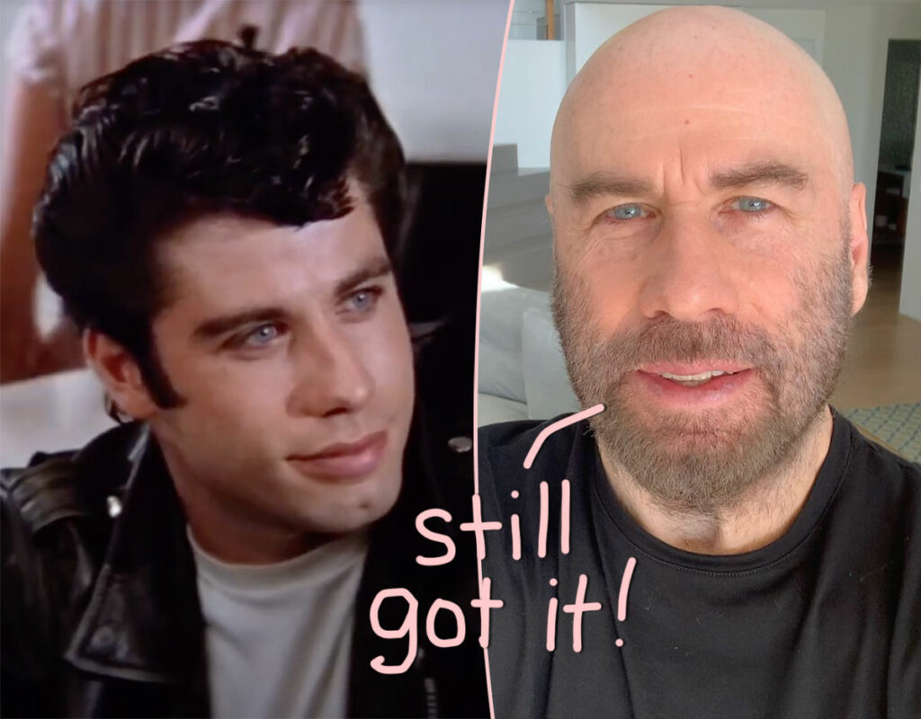 John Travolta Dons A Hair Piece To Play Danny Zuko 47 Years Later For Grease Sing-A-Long!