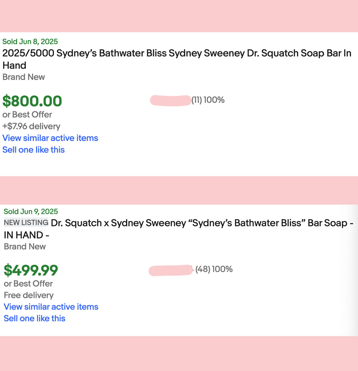 Sydney Sweeney bath water sale prices