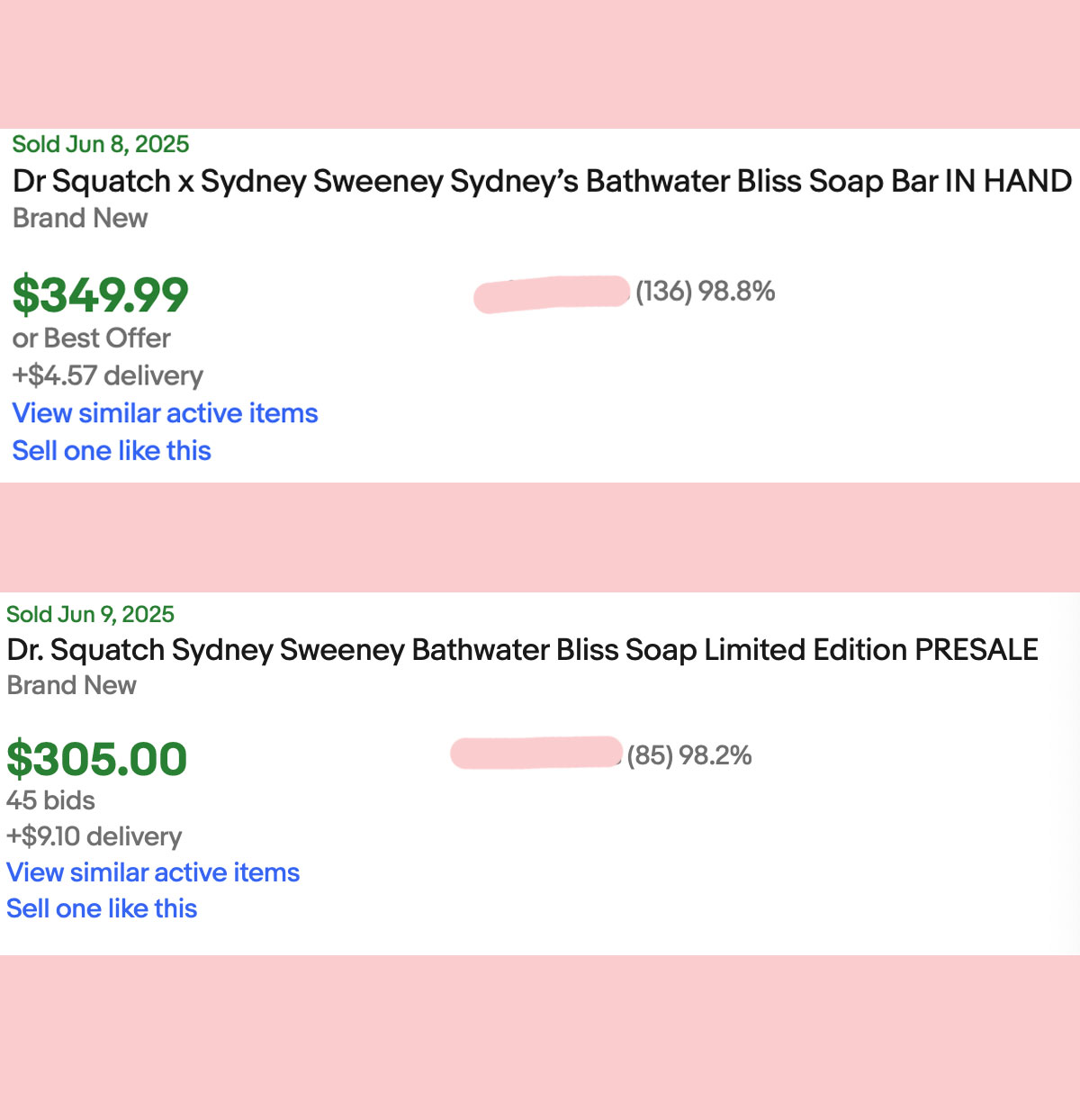 Sydney Sweeney bath water sale prices