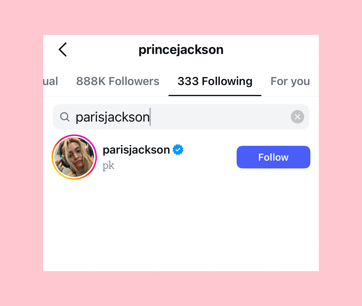 Prince Jackson ainda segue Paris no Instagram