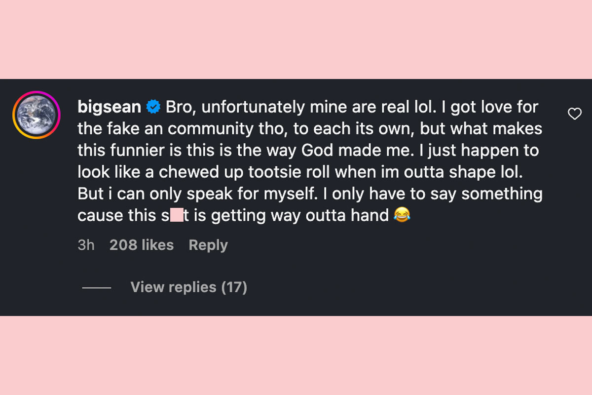 Big Sean nega ter um abdômen falso