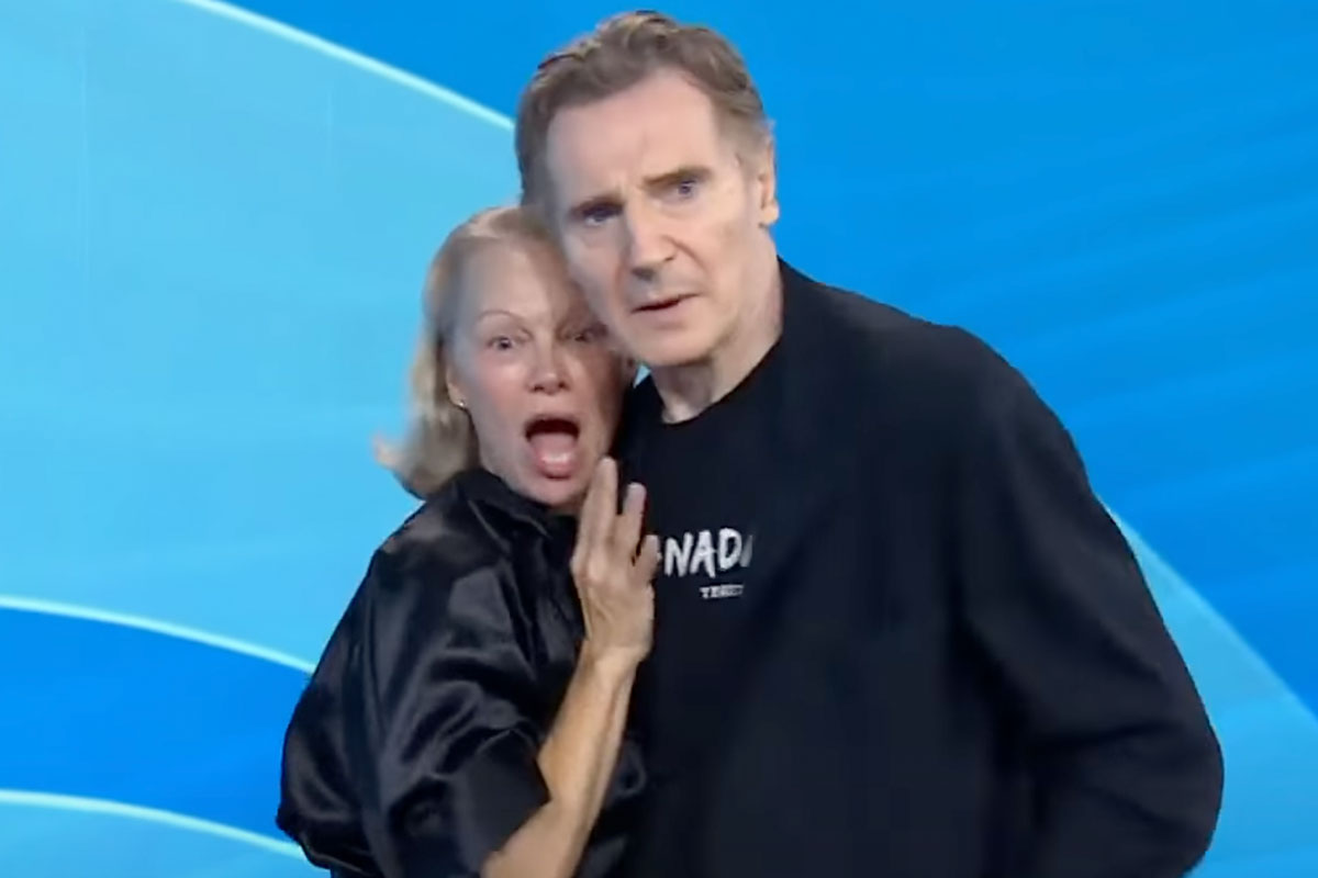 Pamela Anderson & Liam Neeson kiss Today show