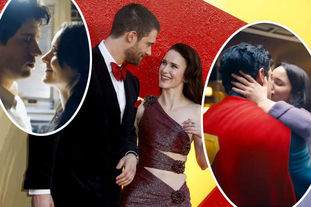 Superman Costars David Corenswet and Rachel Brosnahan looking romantic
