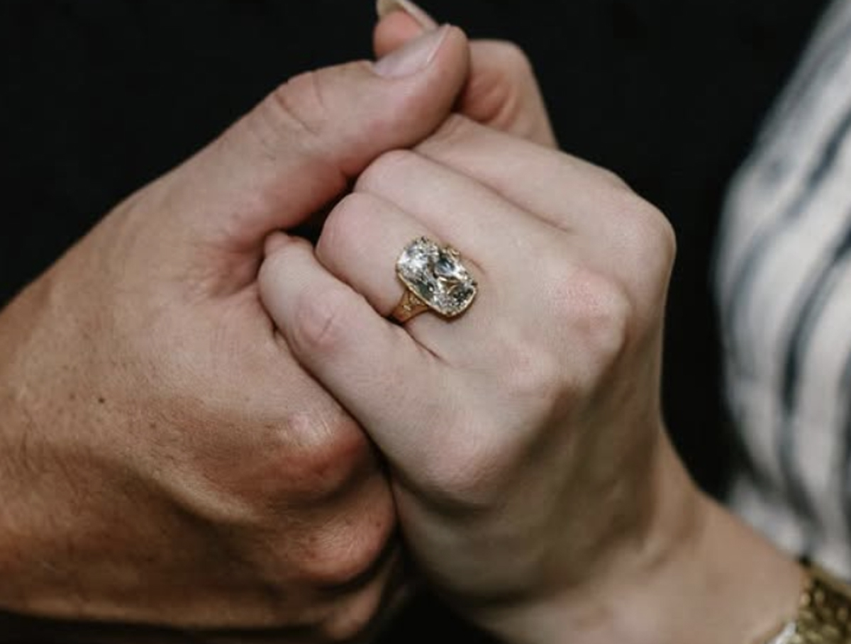Taylor Swift Travis Kelce Ring Closeup