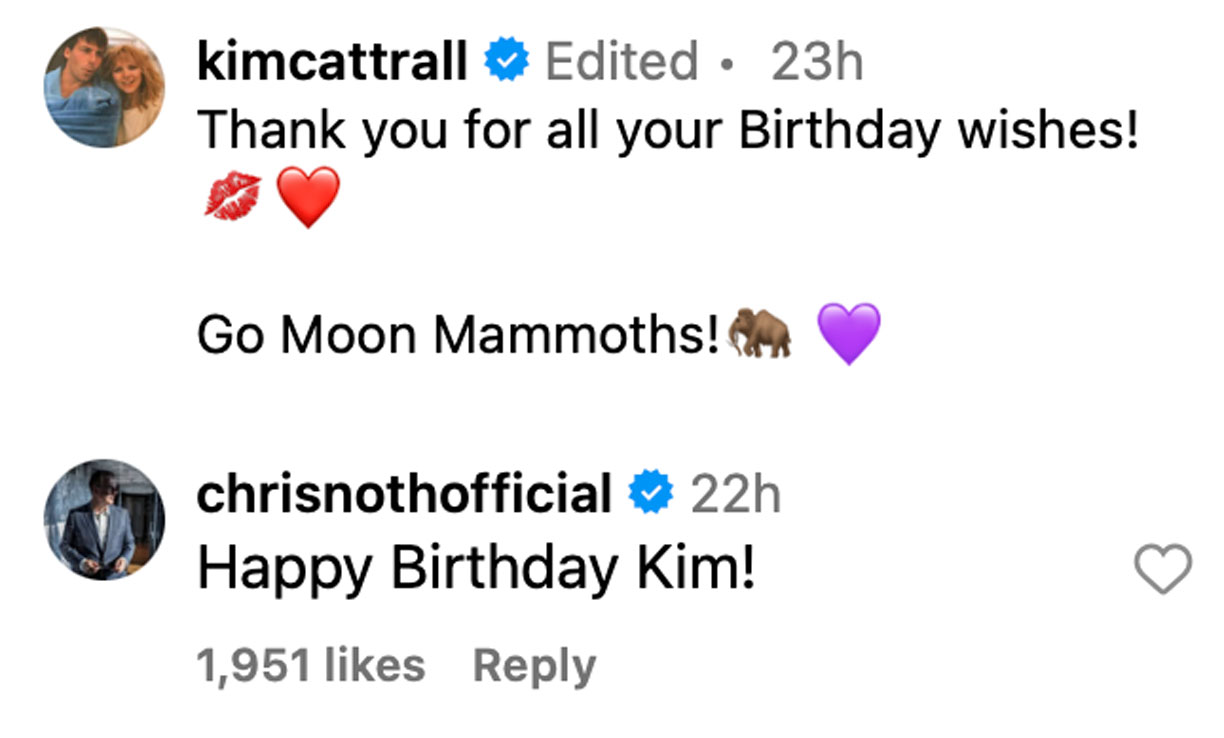 chris noth Kim Cattrall birthday message 