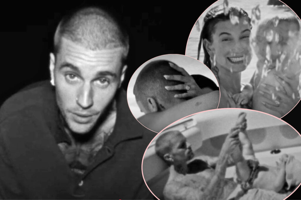 Justin & Hailey Bieber Are A United Front Playing With Son Jack Blues In New Music Video!