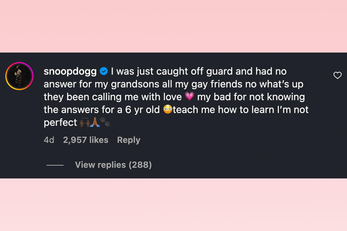 Snoop Dogg addresses controversy over his LGBT comments