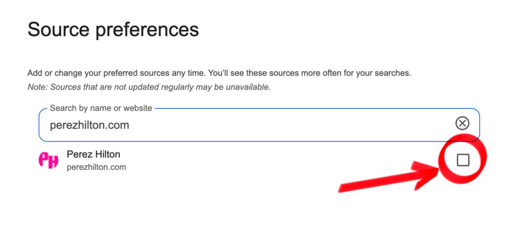 PerezHilton.com Google Preferred Source