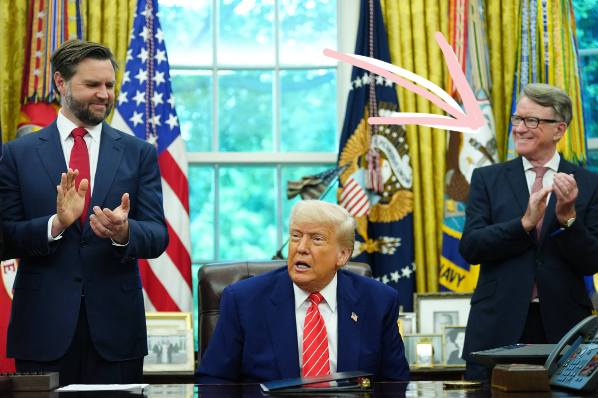 Peter Mandelson in Oval Office with Donald Trump and JD Vance