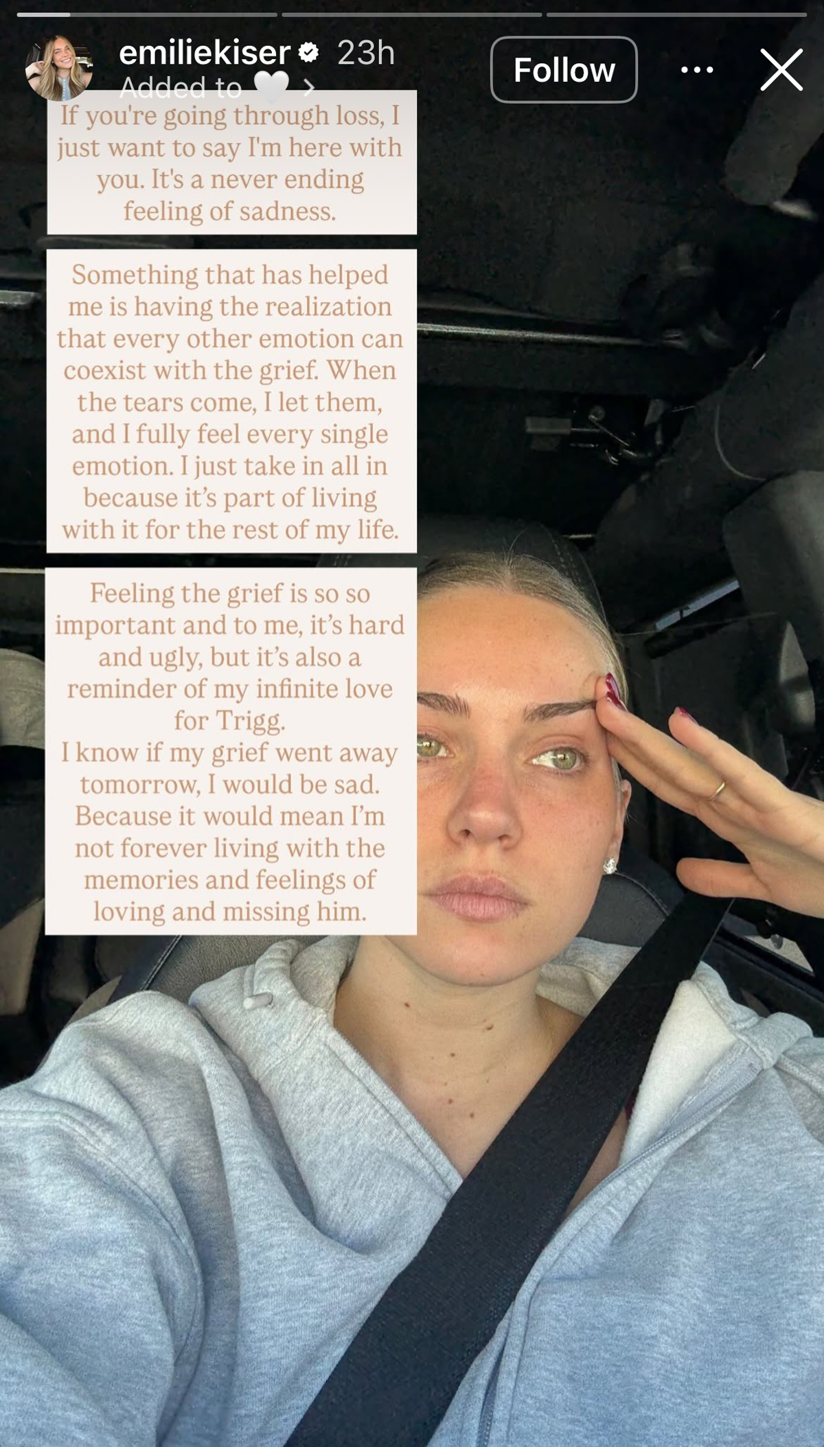 Emilie Kiser Calls Grief Of Losing Son 'Never Ending Feeling Of Sadness' 4 Months On...