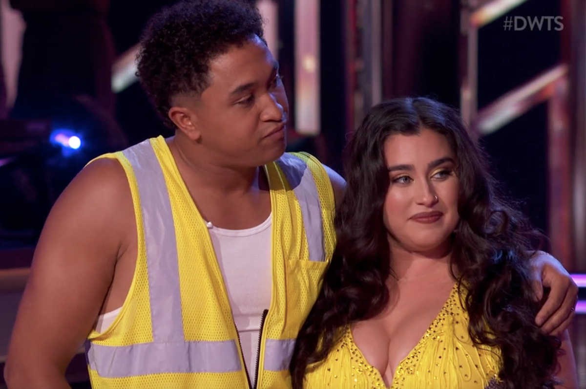 Danielle Fishel pushes excited Whitney Leavitt away after shocking DWTS elimination