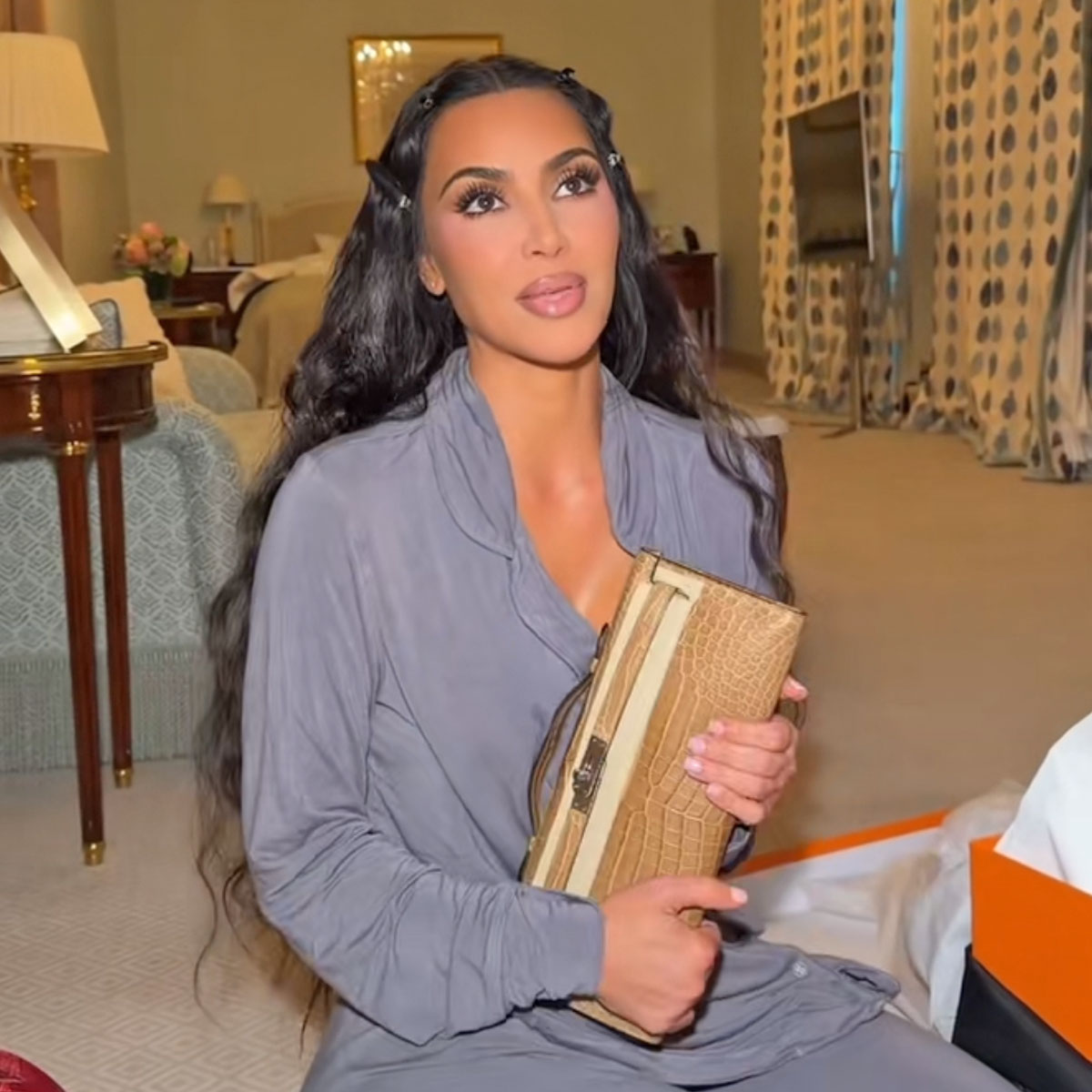 Kim Kardashian shows off six figure purses from Kris Jenner