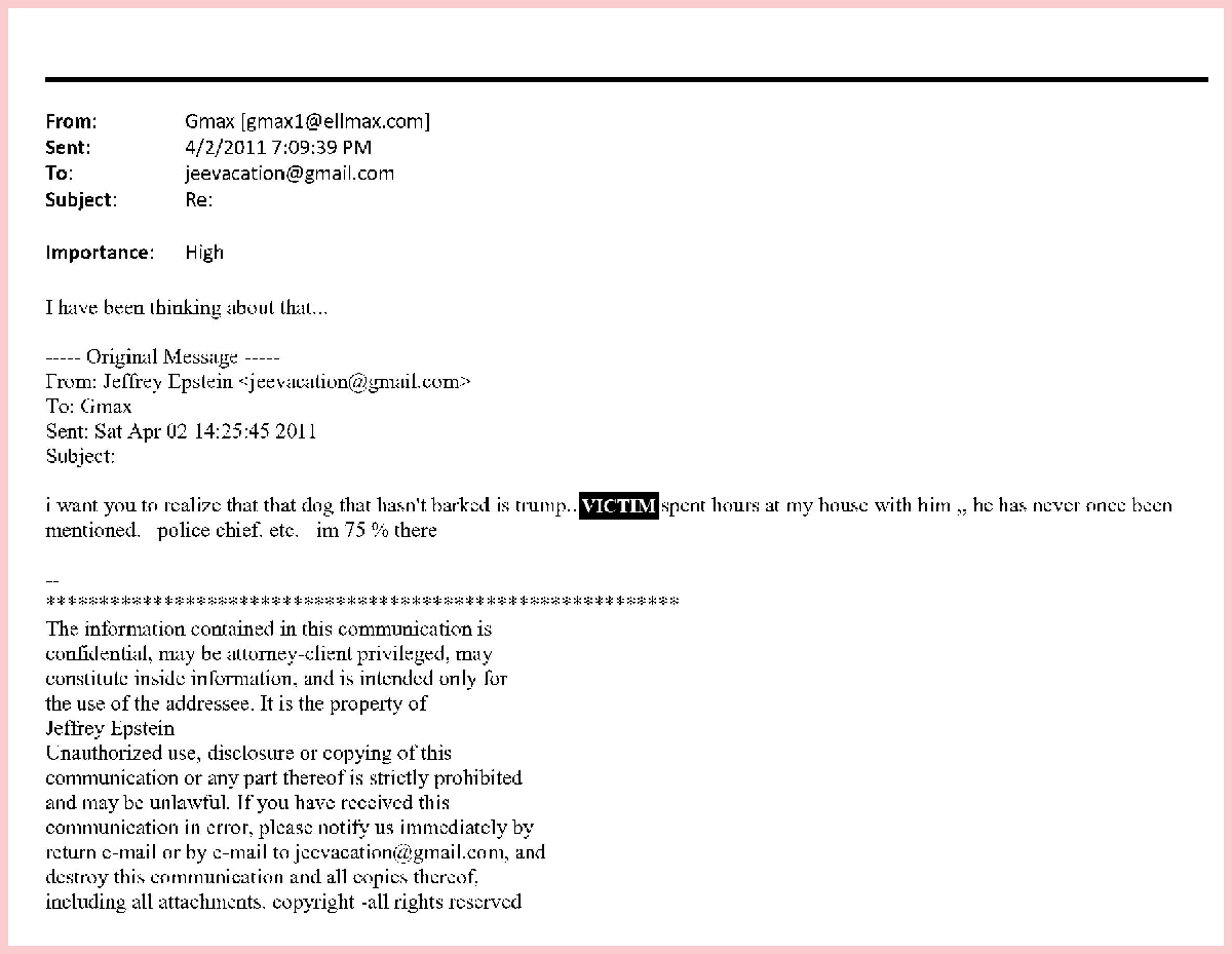 Epstein Trump email 1 dog 2011