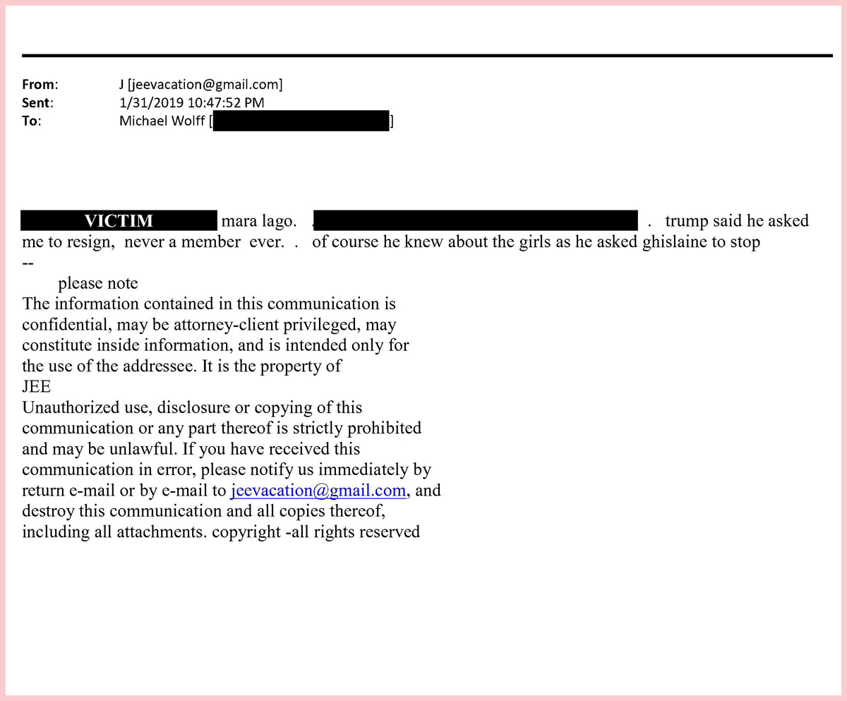 Epstein Trump email 2 knew 2019