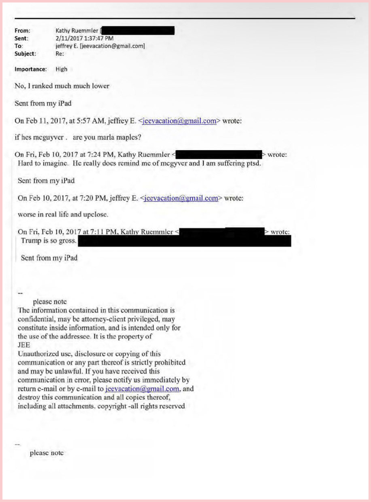 Epstein Trump emails 12 gross 2017