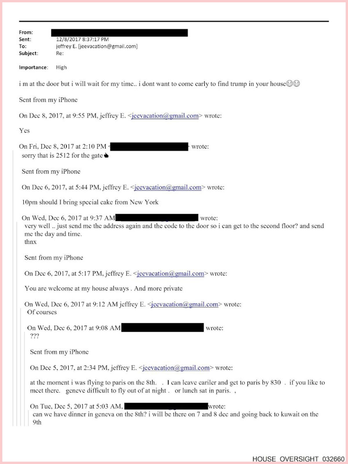 Trump Epstein email 7 house 2017