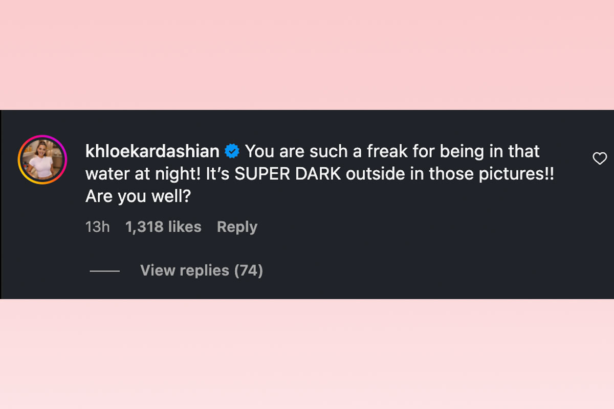 Khloé Kardashian comments on Kim's late night ocean swim pics