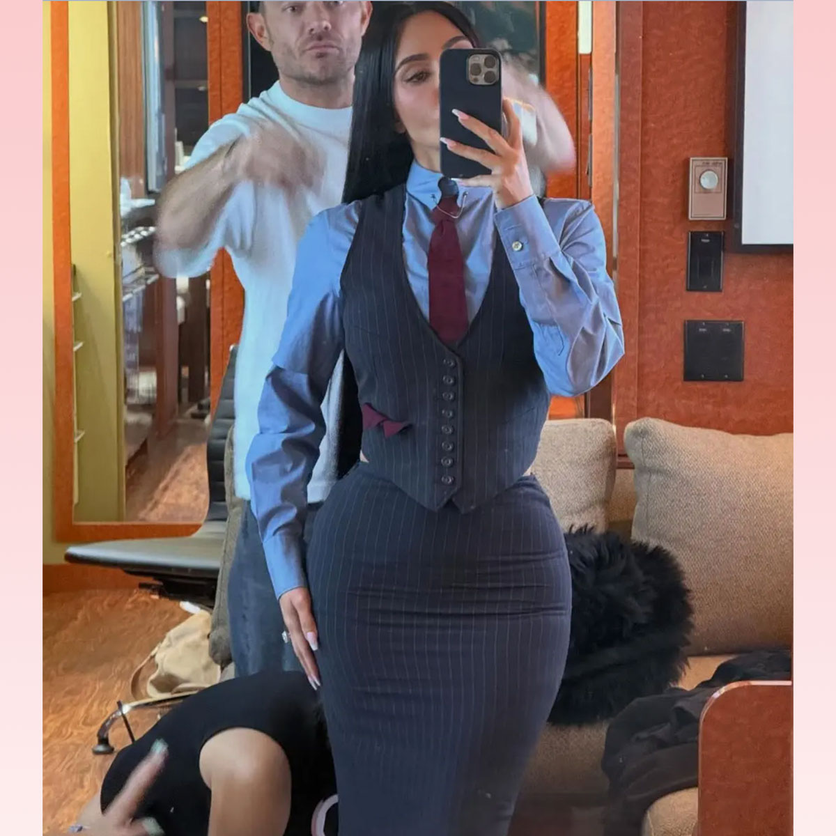 Kim Kardashian thong skirt