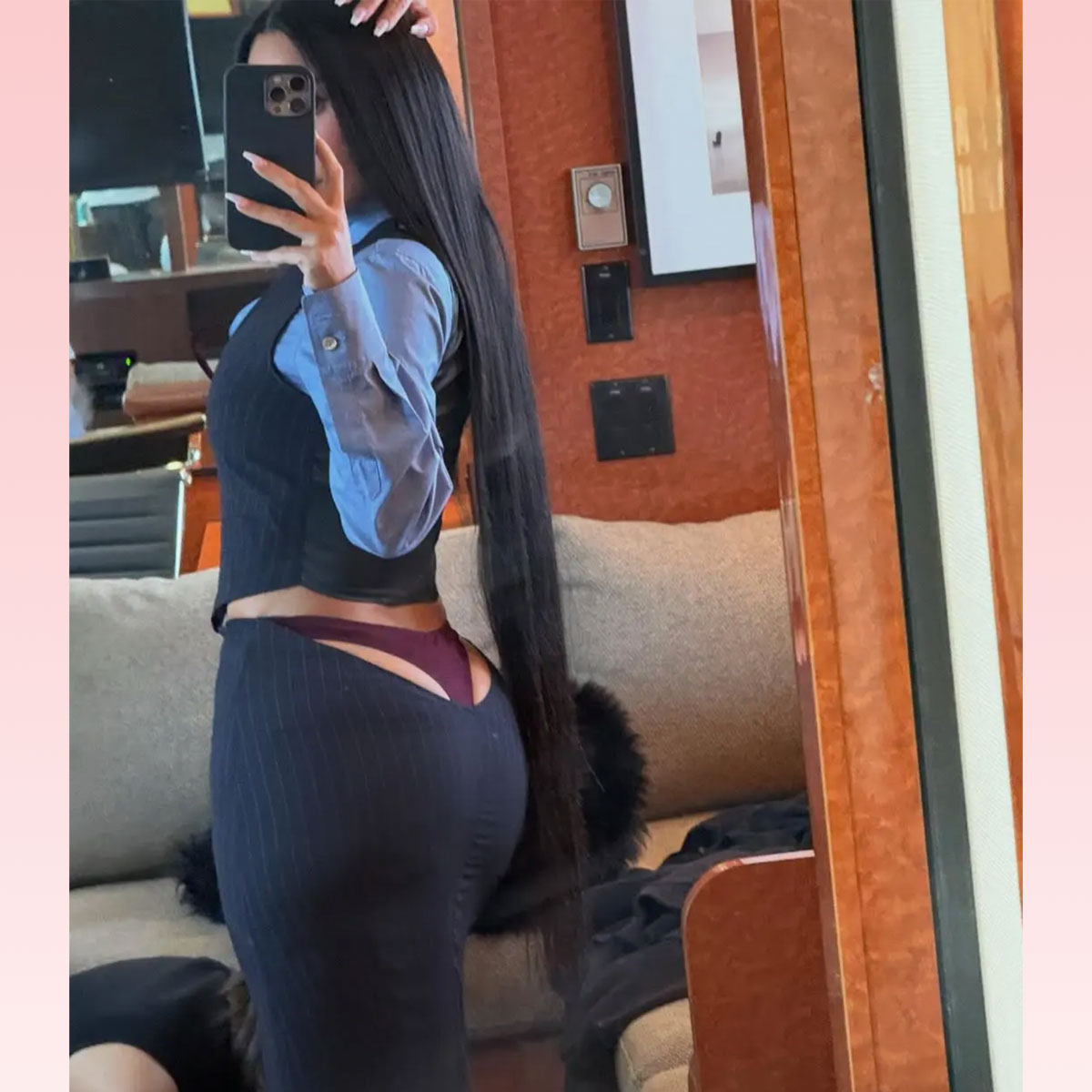 Kim Kardashian thong skirt