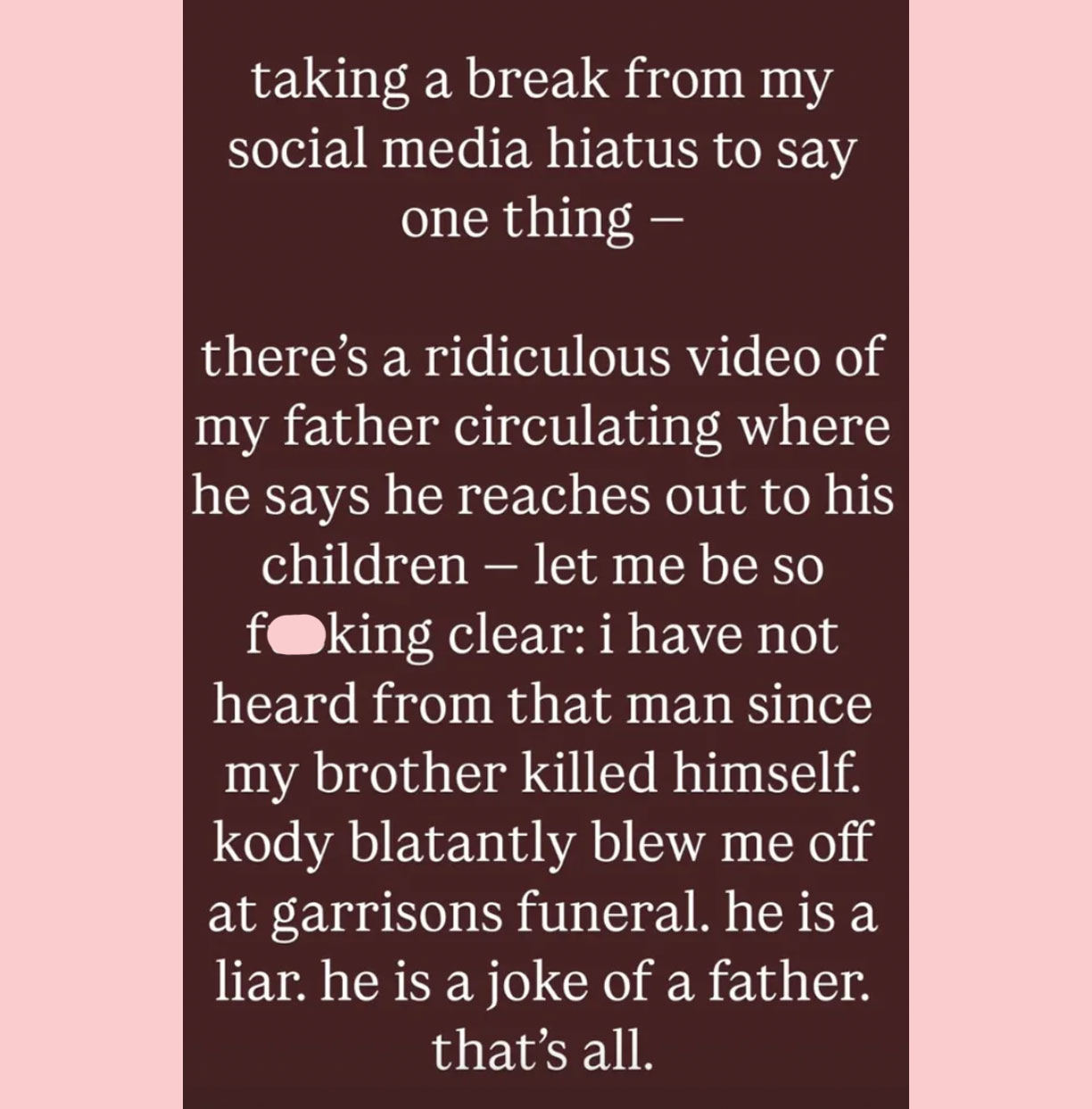 Leon brown slams dad kody liar joke of a father