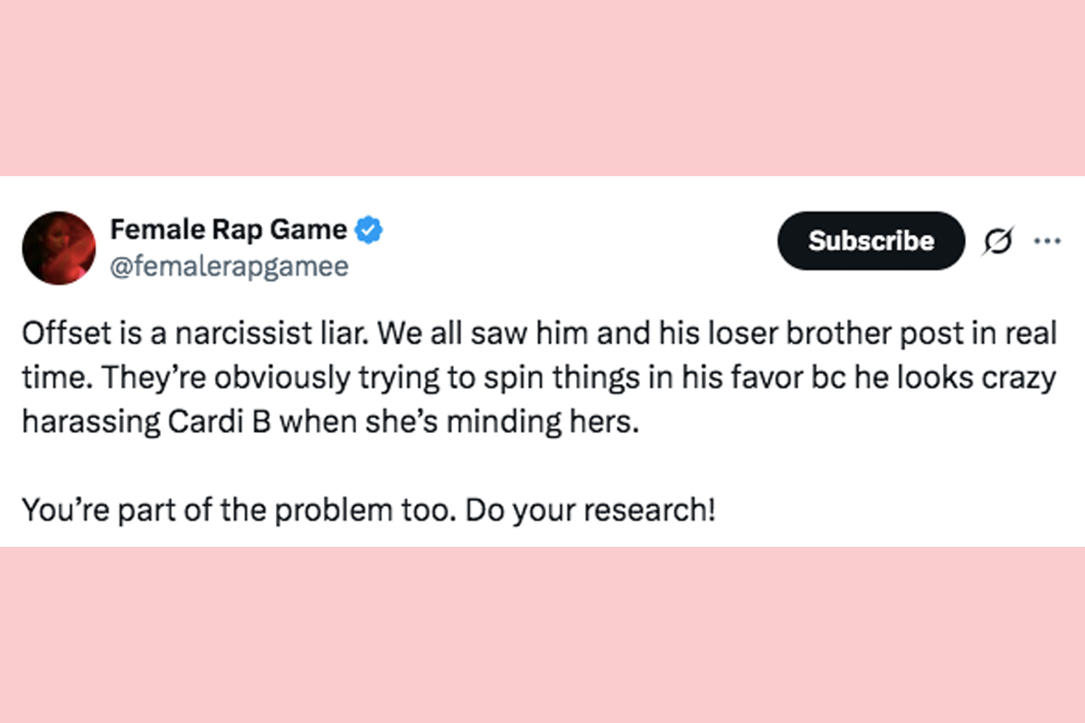 Screenshots of Offset talking about Cardi B's new baby