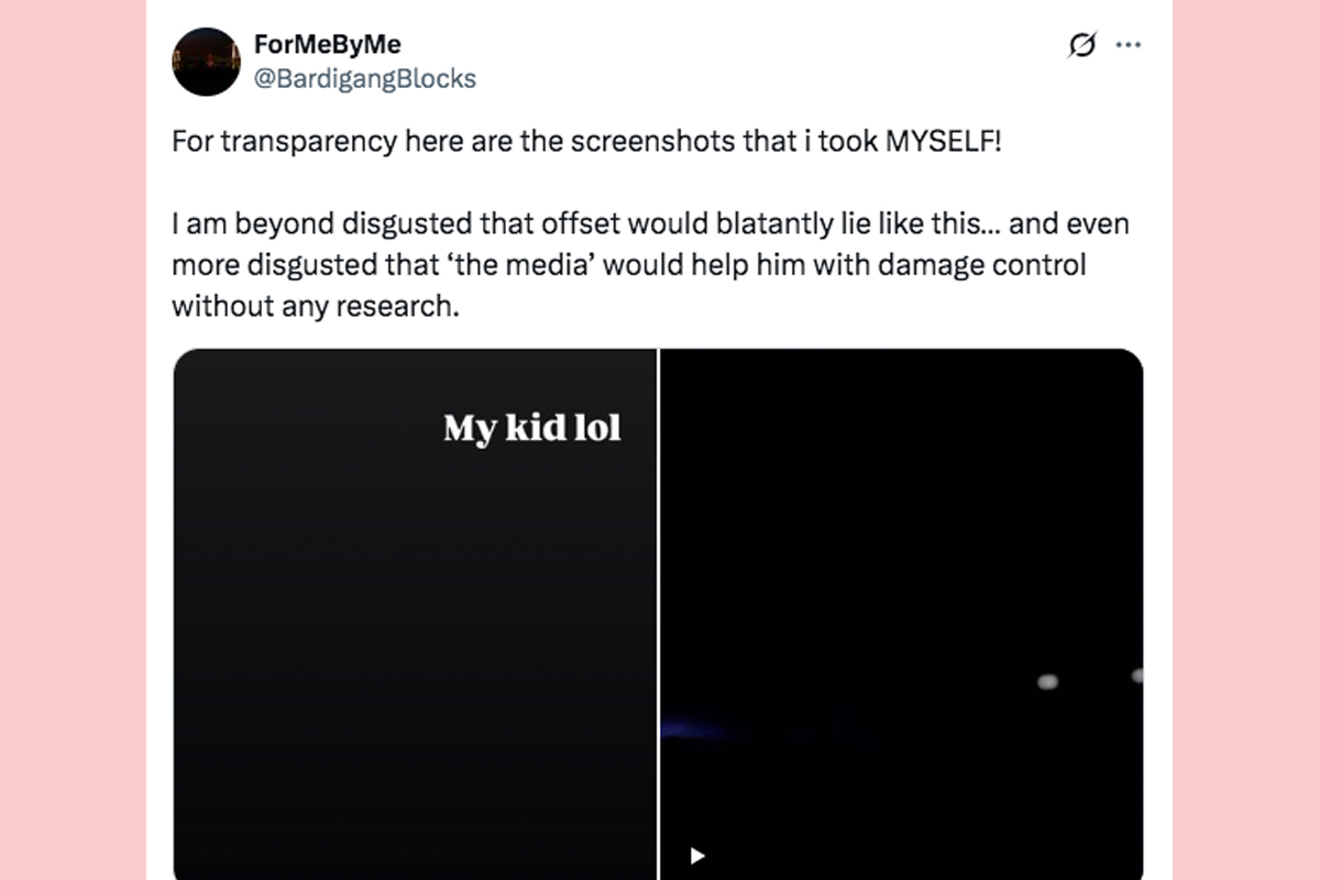 Screenshots of Offset talking about Cardi B's new baby