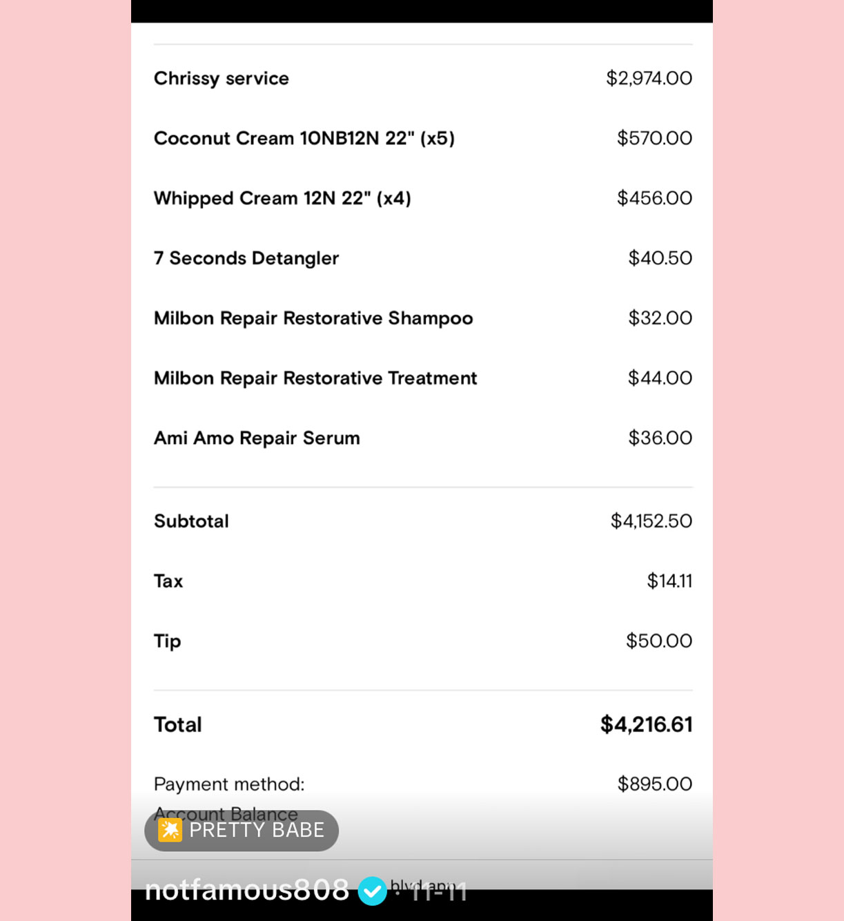 hair by Chrissy receipt