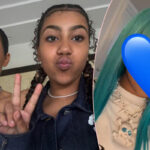 Kim Kardashian’s Daughter North West Shows Off More Fake Face Piercings & Blue Bangs In New TikTok Videos!