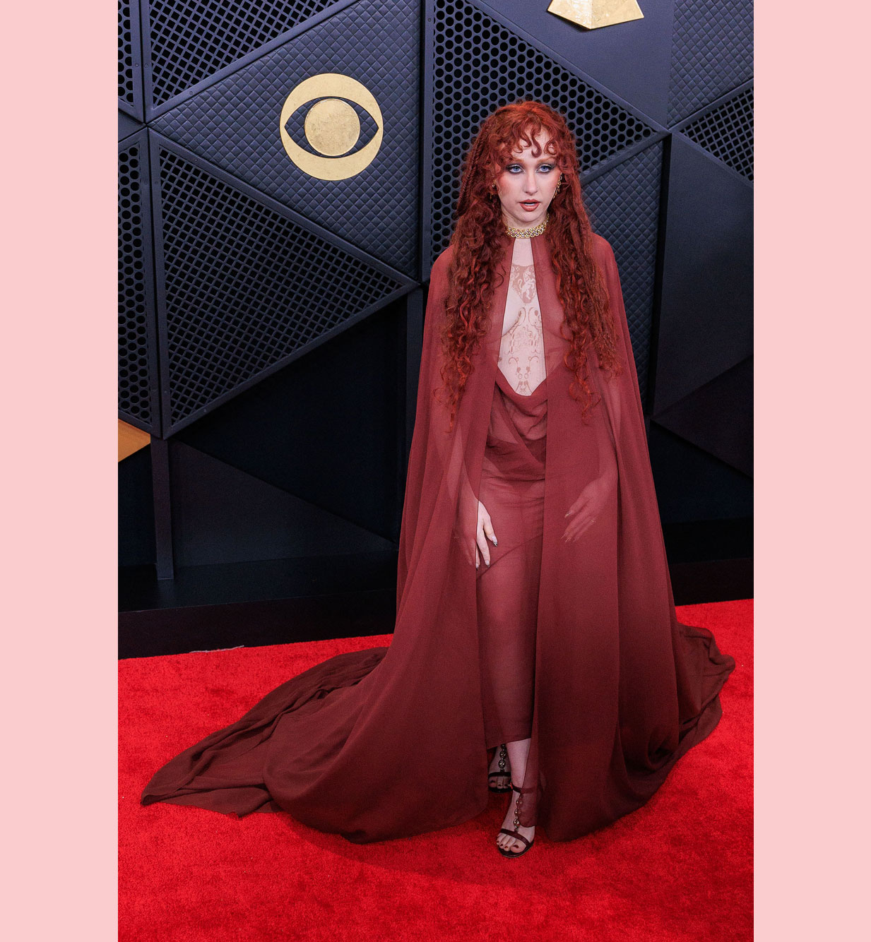 Chappell Roan topless sheer Mugler gown 