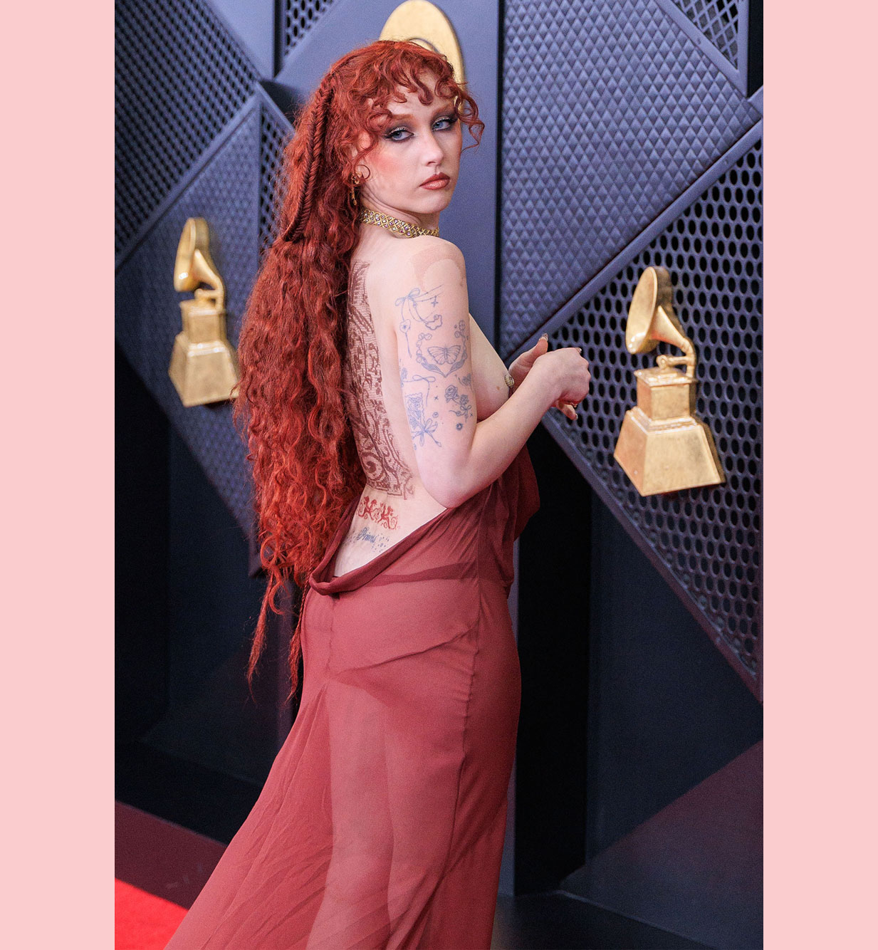 Chappell Roan topless sheer Mugler gown 