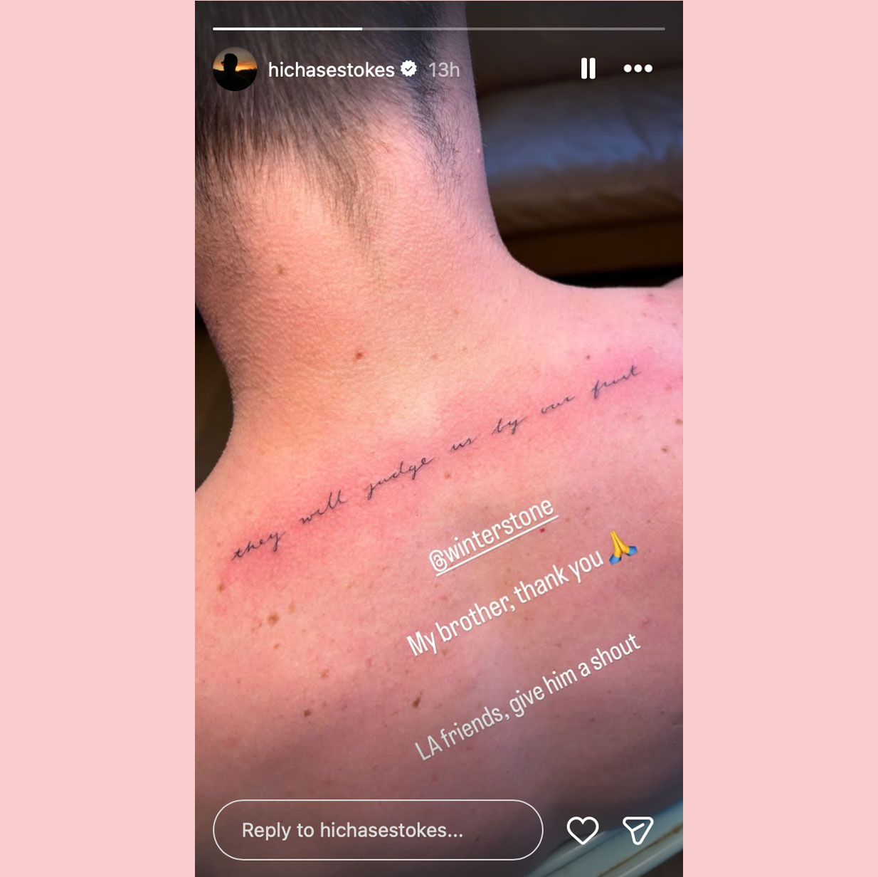 chase stokes new tattoo