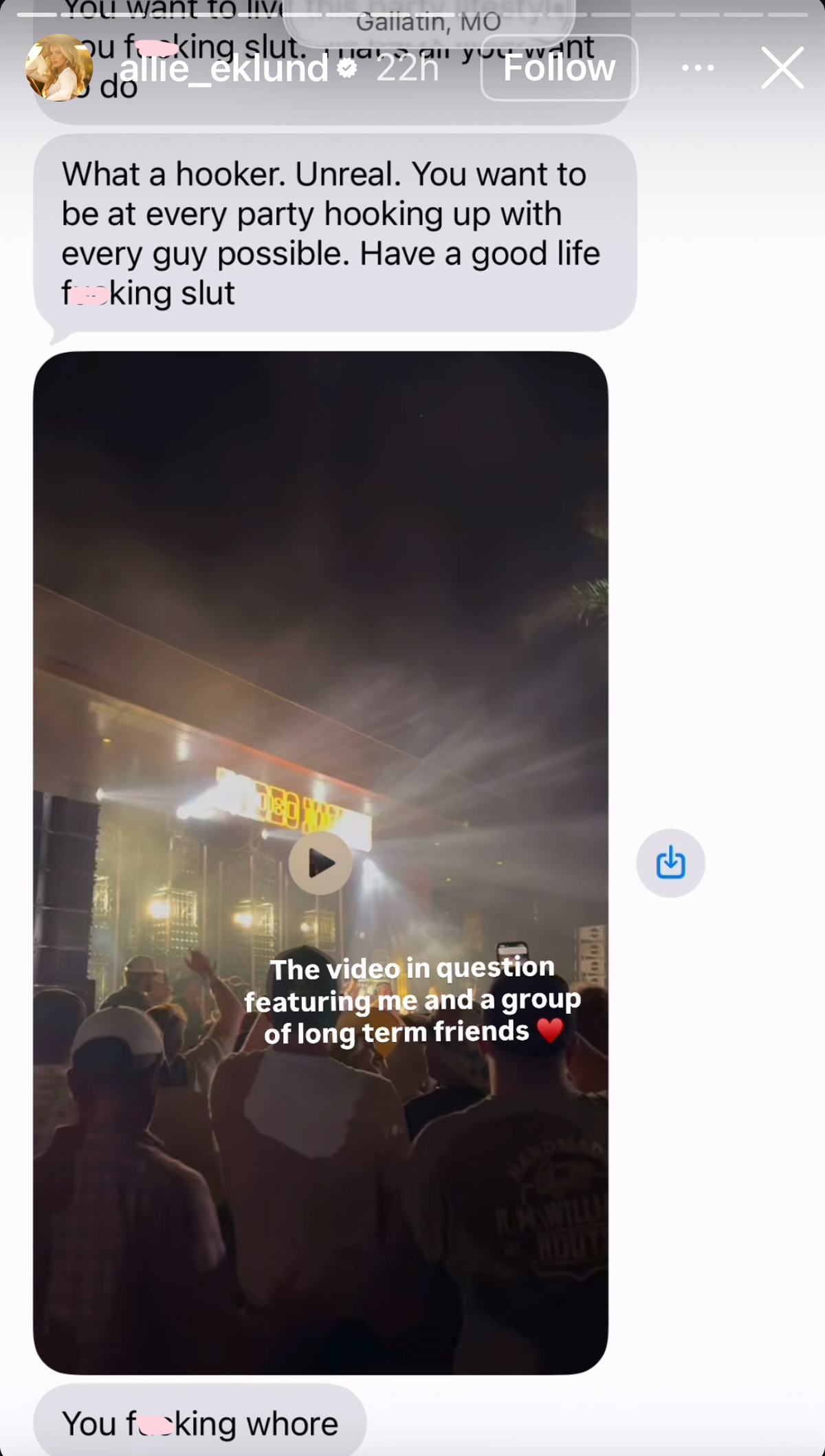 Allie Ecklund response to cheating allegations