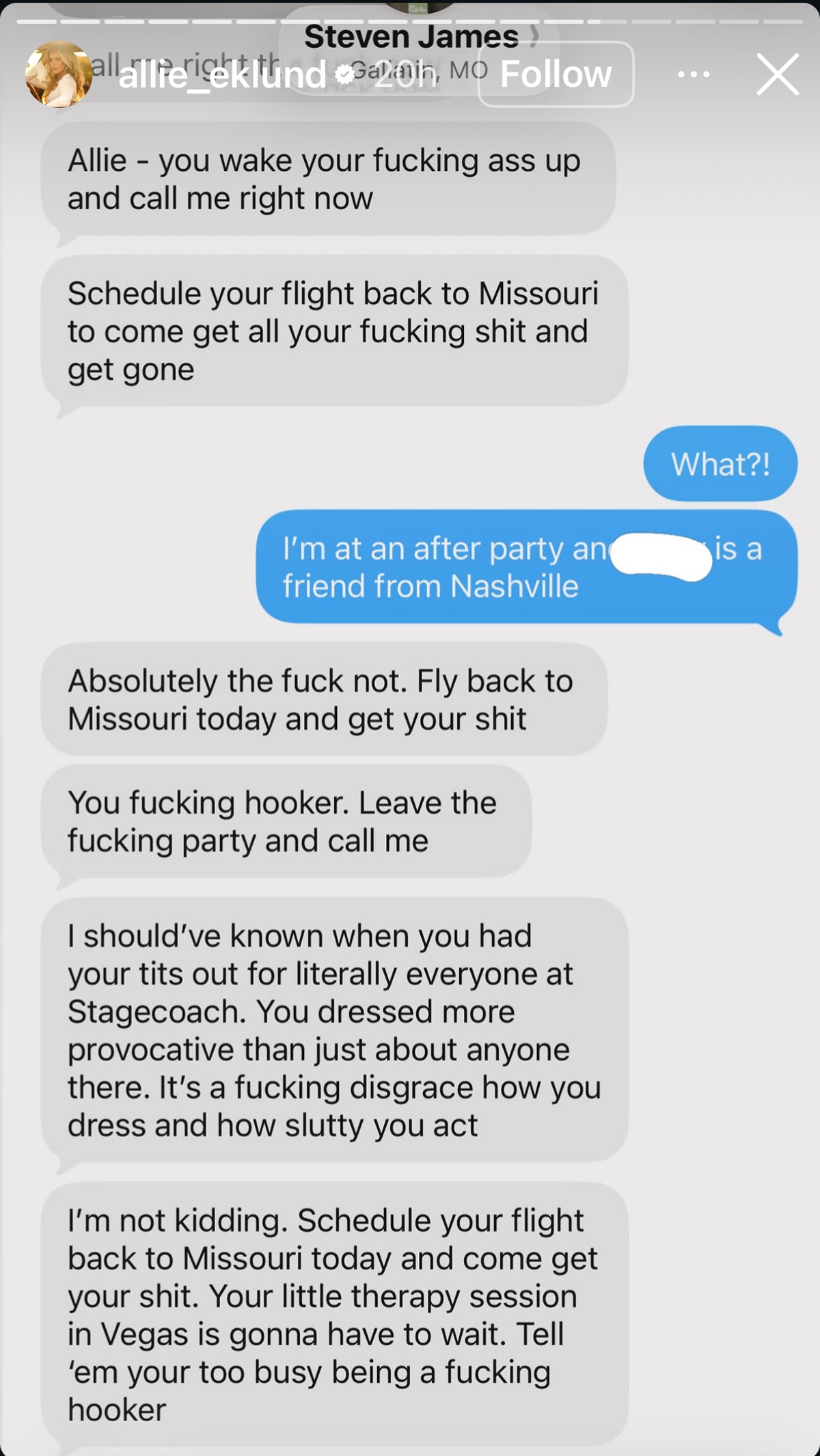 Allie Ecklund response to cheating allegations