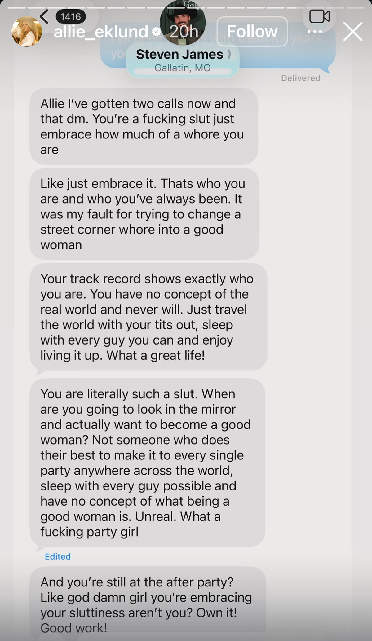 Allie Ecklund response to cheating allegations