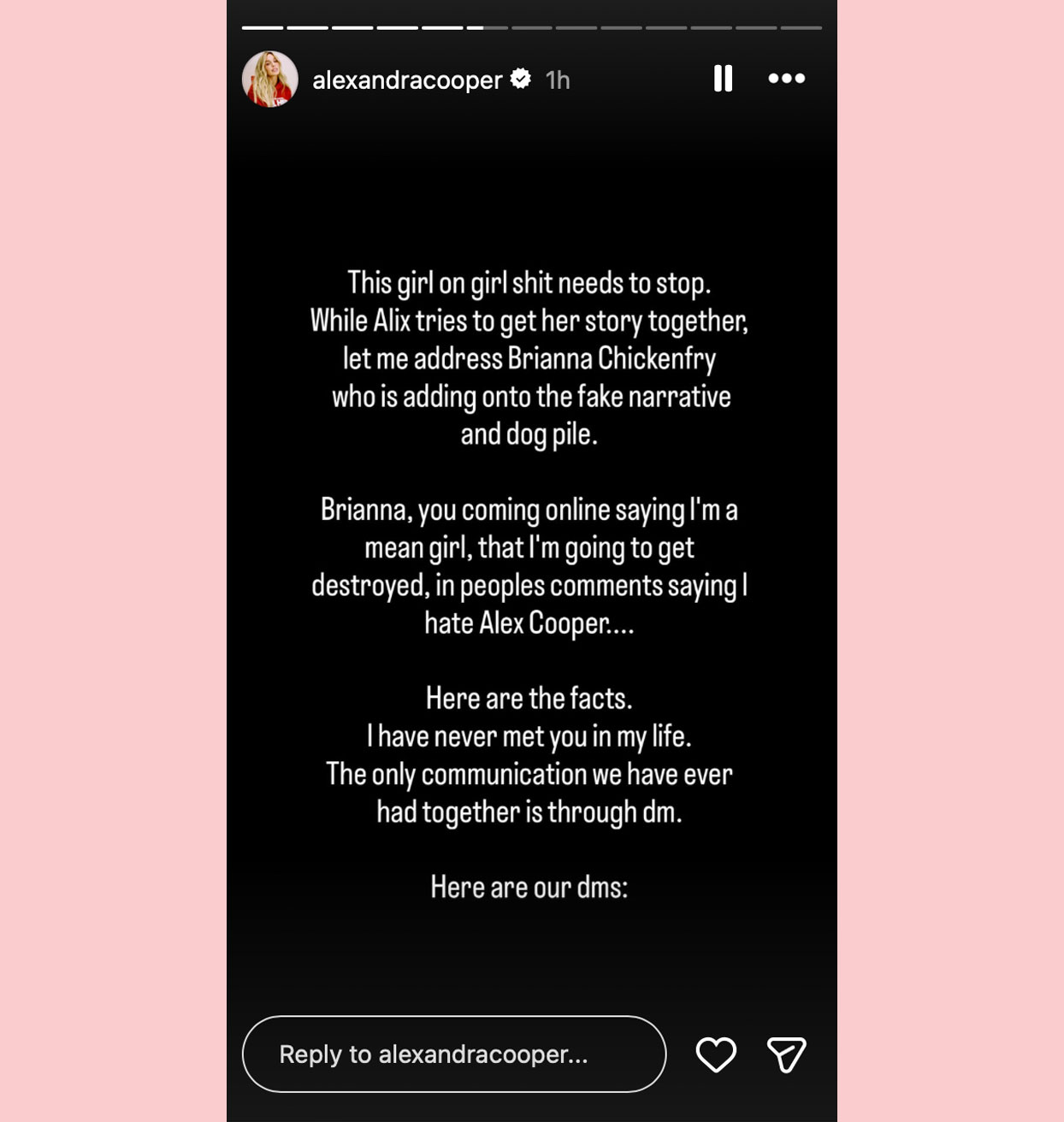 Alex Cooper screenshot receipts 