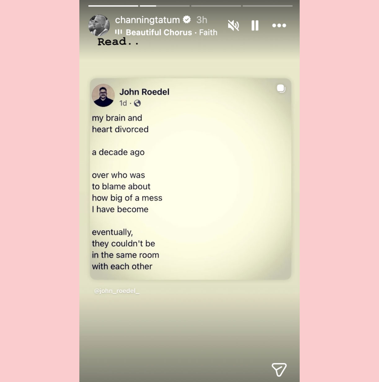 Channing Tatum instagram stories