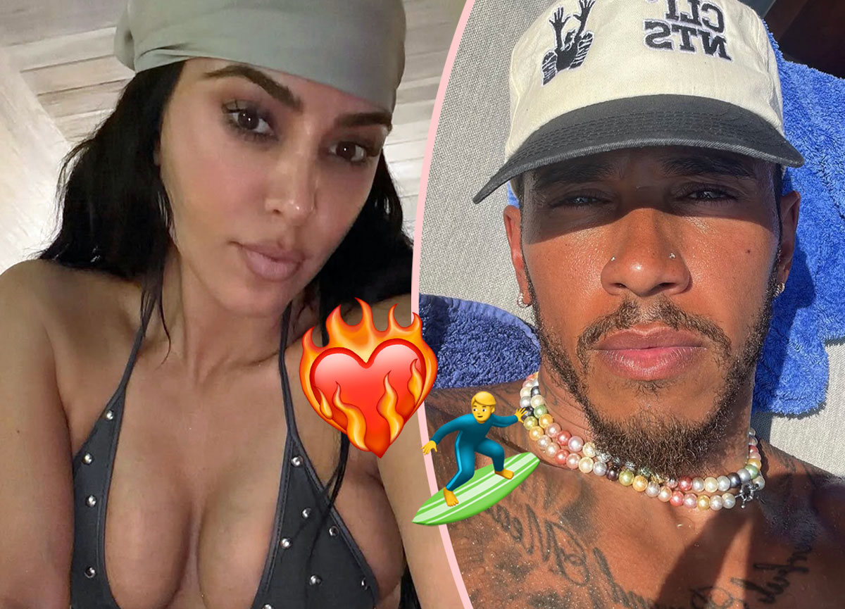 Having The Time Of Her Life! Kim Kardashian Spotted Making Out With Lewis Hamilton During Breathtaking Beach Date!