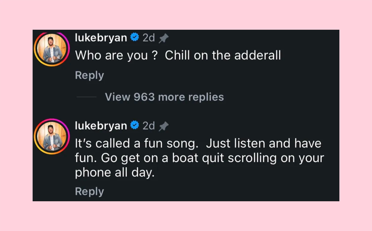 Luke Bryan Pops Off After Instagram User Calls Out New Song Lyrics Sounding SO Bad