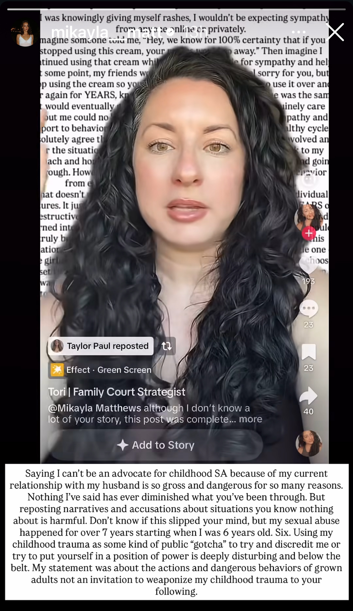 Mikayla Matthews Slams Taylor Frankie Paul For 'Deeply Disturbing' & 'Harmful' Re-Post About Her Childhood SA
