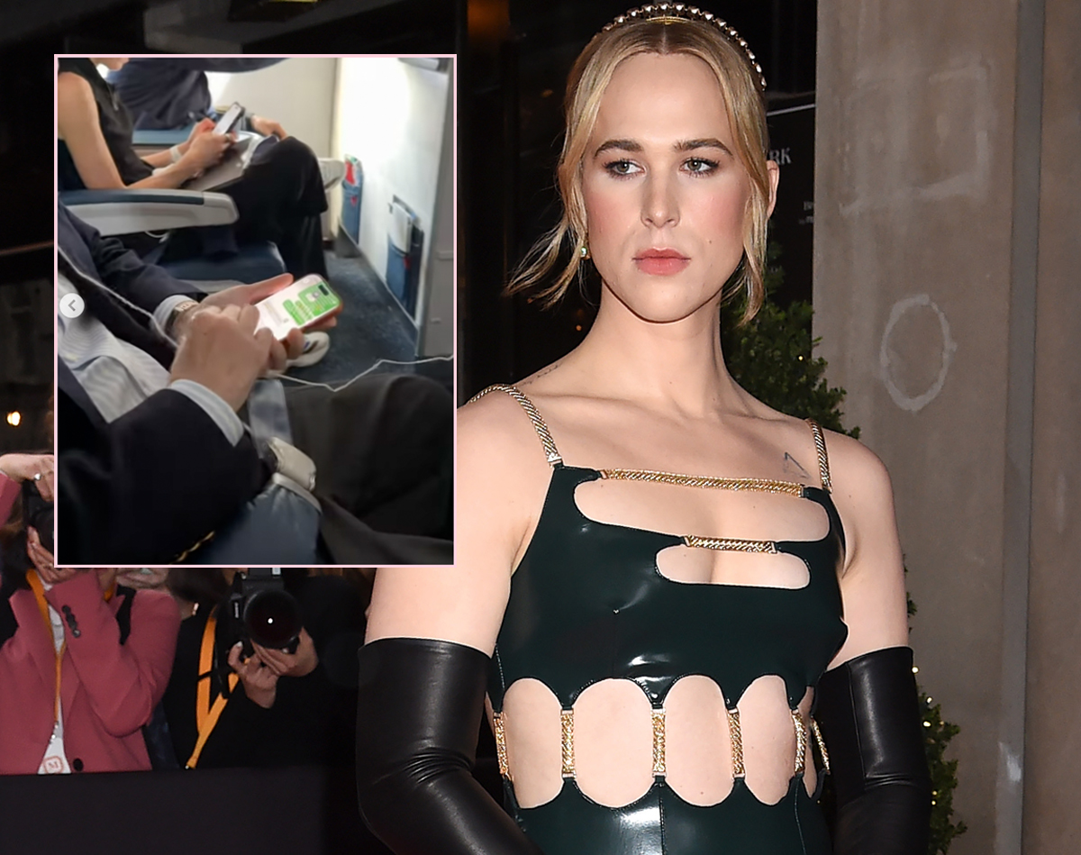 Flight Passenger Freaks Out & Sends Hateful Texts To Pals Over Transgender Woman Sitting Next To Him – Little Does He Know It’s Actress Tommy Dorfman & She’s Got It All On Video!