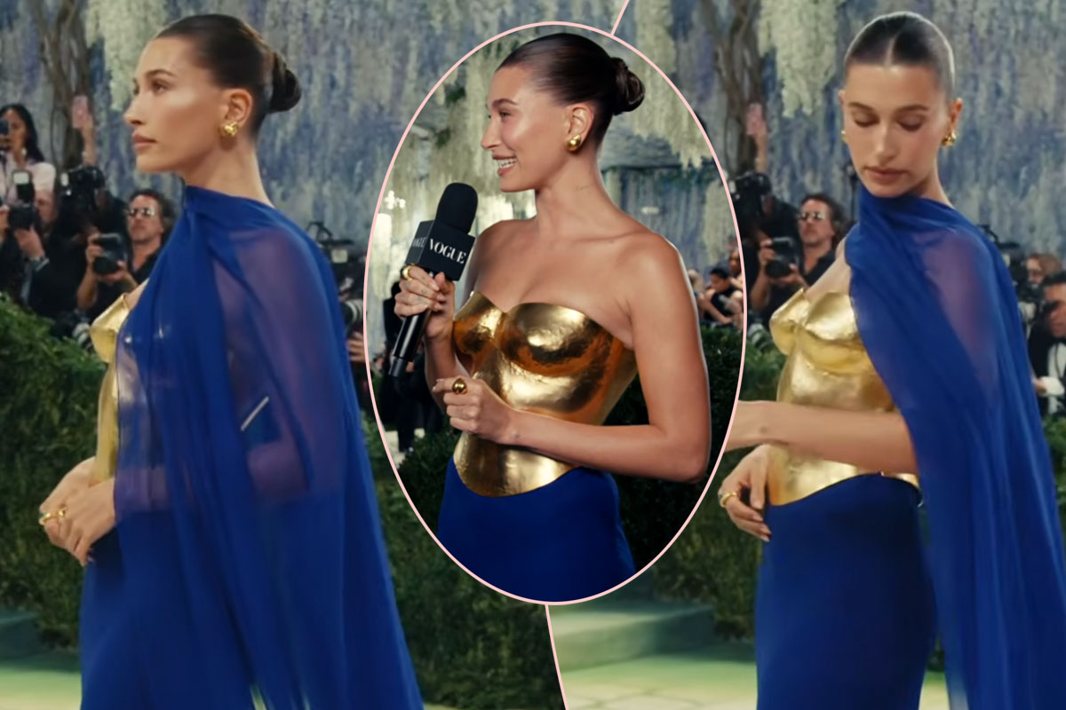 Hailey Bieber Is A Gold Statue At The 2026 Met Gala!