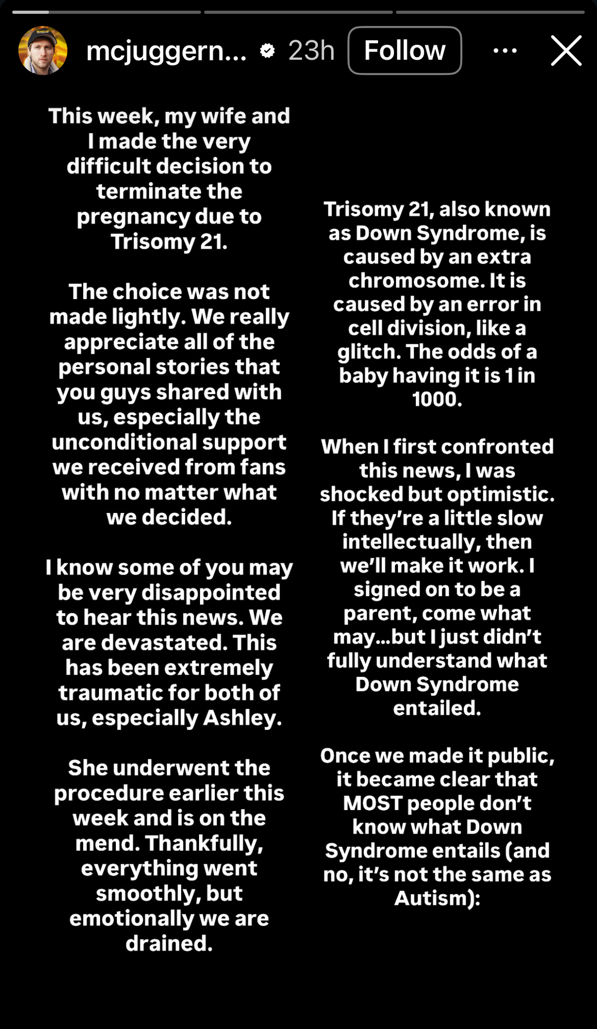 Influencer Couple Jesse & Ashley Ridgway Announce They've Made 'Difficult Decision' To End Pregnancy Over Down Syndrome Concerns