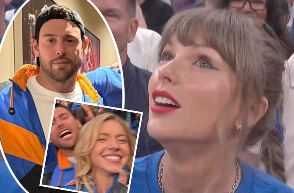 Awkward!!! Scooter Braun & Sydney Sweeney Sit Rows BEHIND Taylor Swift At Knicks Game!