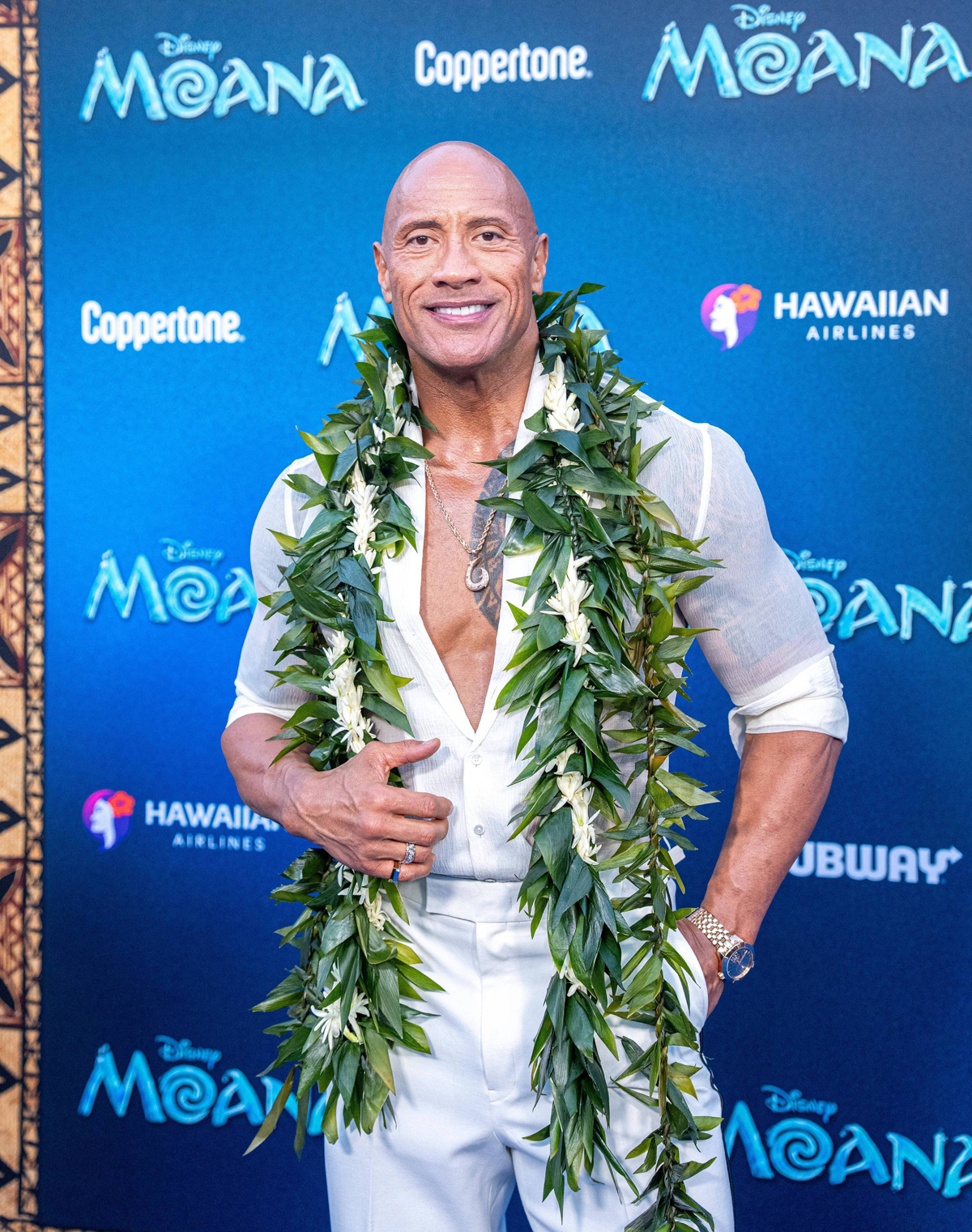 Dwayne Johnson & His Daughters Make Rare Red Carpet Appearance Together At Moana Premiere