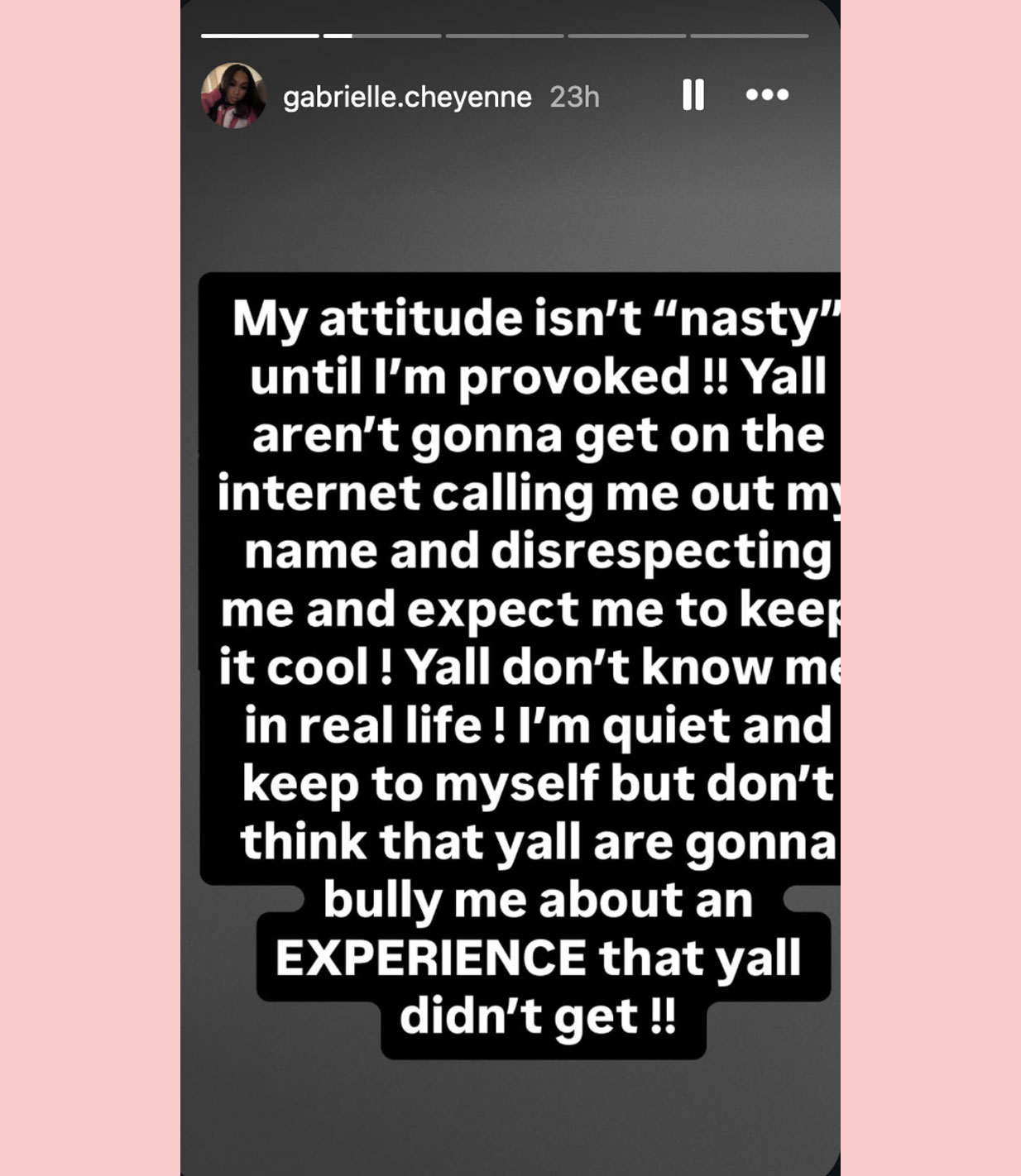 Gabrielle Cheyenne response 