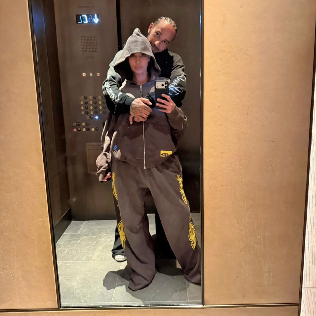 Kim Kardashian romantic selfies with Lewis Hamilton