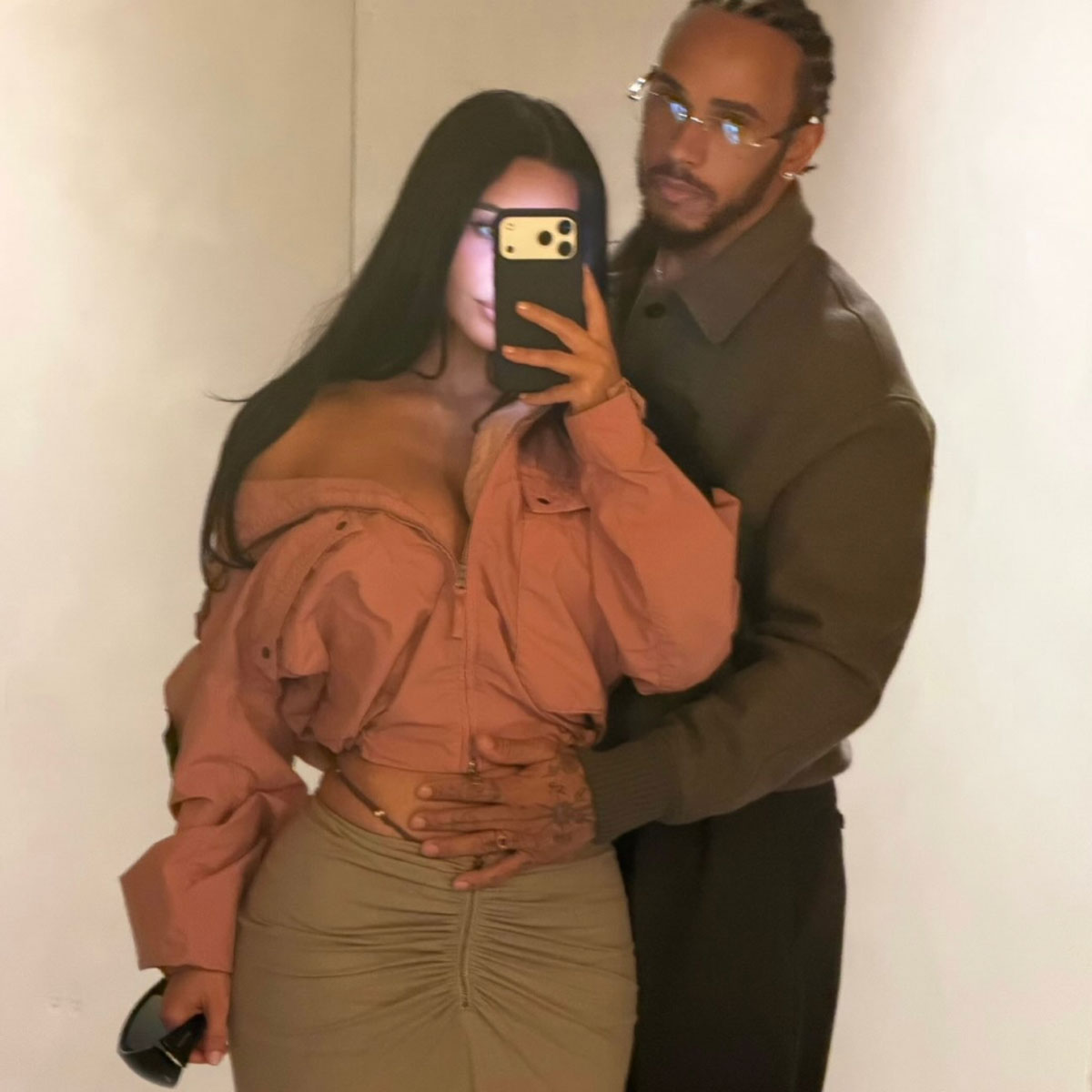 Kim Kardashian romantic selfies with Lewis Hamilton