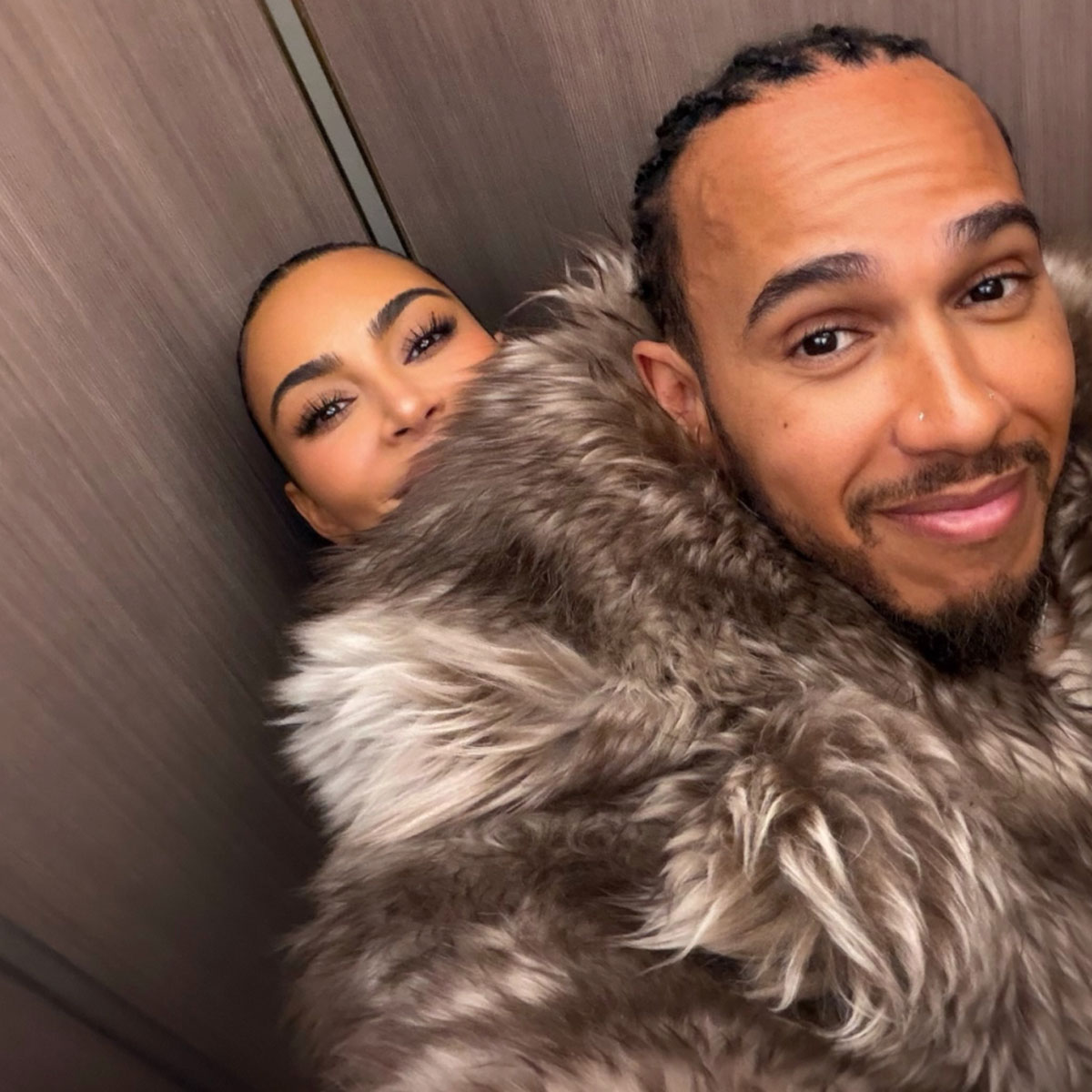 Kim Kardashian romantic selfies with Lewis Hamilton